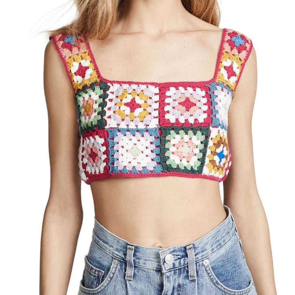 Farm rio granny square knit crop top FINAL PRICE NO OFFERS CONSIDERED